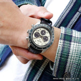Buy Shop Seiko Prospex Speedtimer Solar Chronograph Ivory Dial Black Leather Strap Watch for Men - SSC943 USA Online