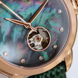 Buy Shop Emporio Armani Mia Meccanico Mother of Pearl Dial Green Leather Strap Watch for Women - AR60073 USA Online