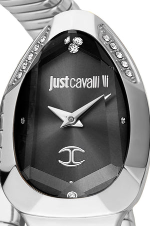 Buy Shop Just Cavalli Serpente Metallica Black Dial Silver Steel Strap Watch for Women - JC1L208M0025 USA Online