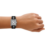 Buy Shop Emporio Armani Classic Crystals Silver Dial Black Leather Strap Watch for Women - AR11660 USA Online