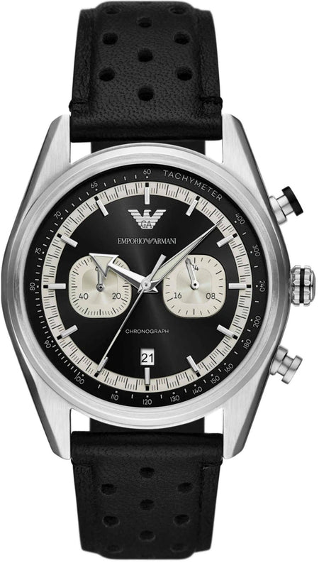 Buy Shop Emporio Armani Racer Chronograph Black Dial Black Leather Strap Watch for Men - AR11635 USA Online