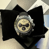 Buy Shop Seiko Prospex Speedtimer Solar Chronograph Ivory Dial Black Leather Strap Watch for Men - SSC943 USA Online