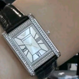 Buy Shop Emporio Armani Two Hand Crystals Silver Dial Black Leather Strap Watch for Women - AR11623 USA Online