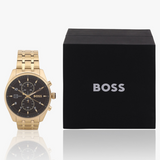 Buy Shop Hugo Boss Skytraveller Chronograph Black Dial Gold Steel Strap Watch for Men - 1514152 USA Online