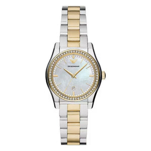Buy Shop Emporio Armani Federica Mother of Pearl Dial Two Tone Steel Strap Watch for Women - AR11559 USA Online