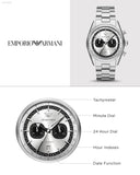 Buy Shop Emporio Armani Racer Chronograph Silver Dial Silver Steel Strap Watch for Men - AR11636 USA Online
