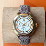 Buy Shop Tory Burch The Tory Chronograph White Dial Maroon Jacquard Strap Watch for Women - TBW1051 USA Online