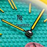 Swatch x AP Royal Pop Blue Dial Pink Leather lanyard Watch for Women - Otg Roz
