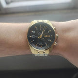 Buy Shop Hugo Boss Skytraveller Chronograph Black Dial Gold Steel Strap Watch for Men - 1514152 USA Online