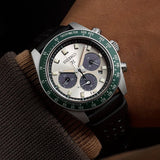 Buy Shop Seiko Prospex Speedtimer Solar Chronograph Ivory Dial Black Leather Strap Watch for Men - SSC943 USA Online