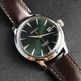 Seiko Presage Cocktail Time Automatic Green Dial Brown Leather Strap Watch for Men - SRPD37J1