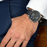 Buy Shop Hugo Boss Integrity Chronograph Black Dial Black Leather Strap Watch for Men - 1513777 USA Online