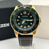 Buy Shop Citizen Mechanical Automatic Green Dial Brown Leather Strap Watch for Men - NJ0173-18X USA Online