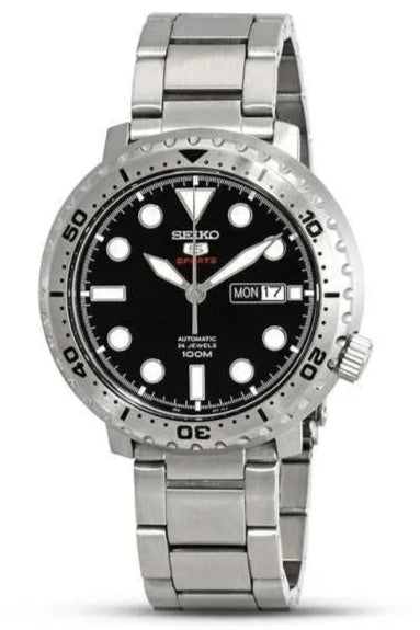 Buy Shop Seiko 5 Sports Automatic Black Dial Silver Steel Strap Watch for Men - SRPC61J1 USA Online