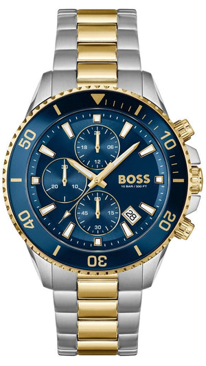 Buy Shop Hugo Boss Admiral Chronograph Blue Dial Two Tone Steel Strap Watch for Men - 1514257 USA Online