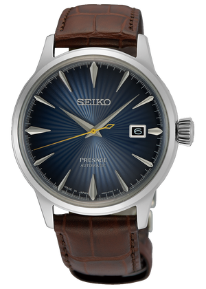 Buy Shop Seiko Cocktail Time Automatic Blue Dial Brown Leather Strap Watch for Men - SRPK15K1 USA Online