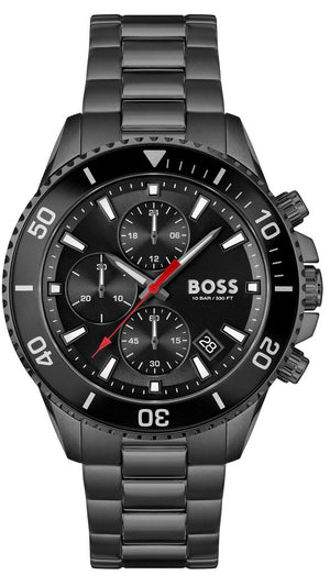 Buy Shop Hugo Boss Admiral Chronograph Black Dial Black Steel Strap Watch for Men - 1514258 USA Online