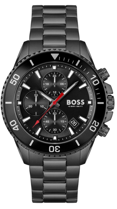 Buy Shop Hugo Boss Admiral Chronograph Black Dial Black Steel Strap Watch for Men - 1514258 USA Online
