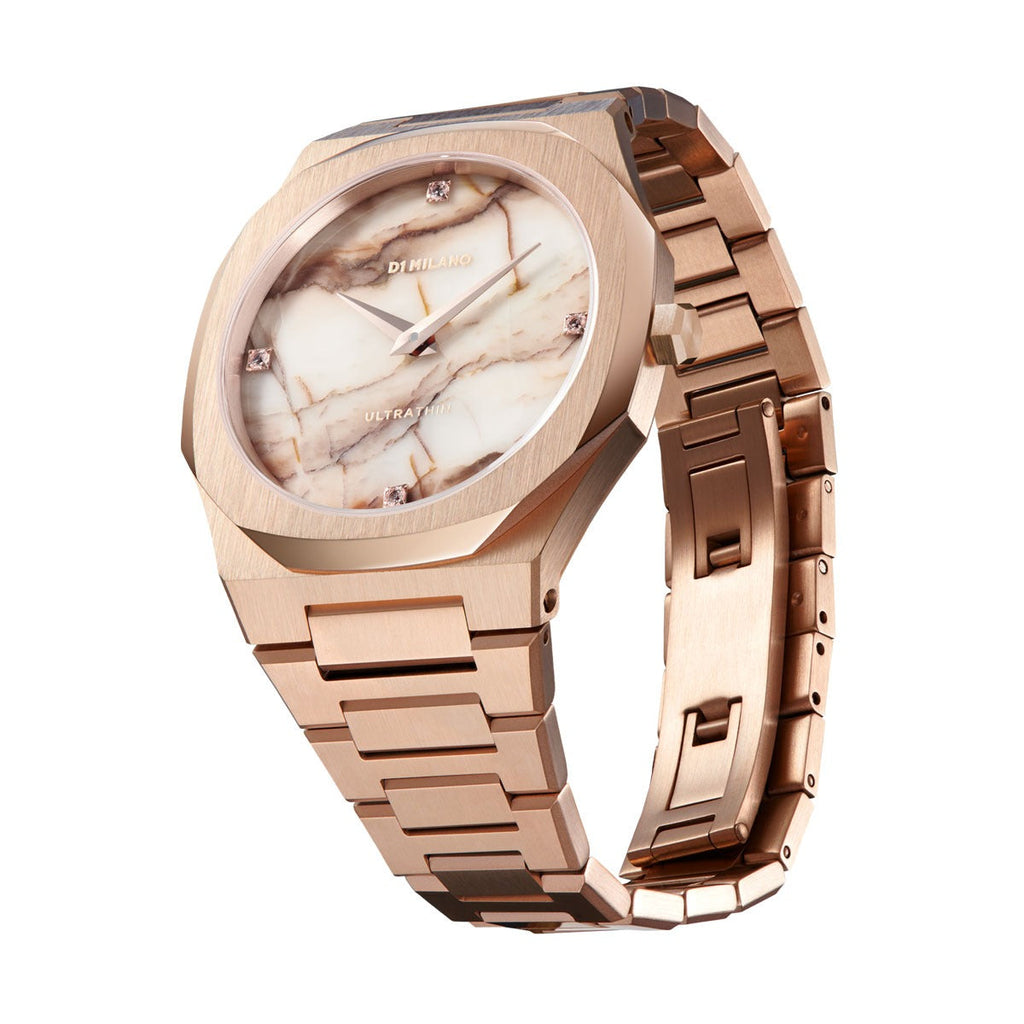 Buy Shop D1 Milano Ultra Thin Marble Dial Rose Gold Steel Strap Watch for Women - D1-UTBL14 USA Online