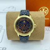 Buy Shop Tory Burch The Miller Chronograph Blue Dial Blue Jacquard Strap Watch for Women - TBW1038 USA Online