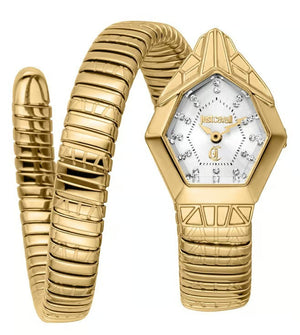 Buy Shop Just Cavalli Ornato Snake White Dial Gold Steel Strap Watch for Women - JC1L303M0025 USA Online
