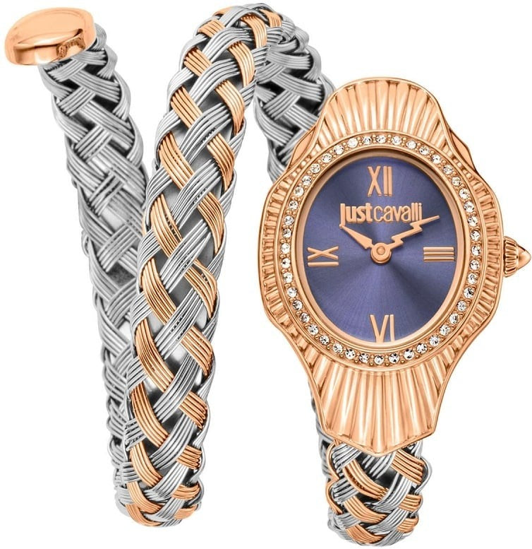 Buy Shop Just Cavalli Twined Blue Dial Two Tone Steel Strap Watch for Women - JC1L305M0065 USA Online
