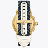 Buy Shop Tory Burch The Miller Chronograph Blue Dial Blue Jacquard Strap Watch for Women - TBW1038 USA Online
