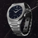Buy Shop D1 Milano Ultra Thin Aventurine Black Dial Silver Steel Strap Watch for Men - D1-UTBJ29 USA Online