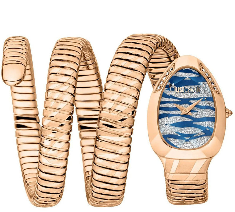 Buy Shop Just Cavalli Taglio Blue Dial Rose Gold Steel Strap Watch for Women - JC1L226M0045 USA Online
