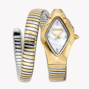 Buy Shop Just Cavalli Ferocious Mother of Pearl White Dial Two Tone Steel Strap Watch for Women - JC1L306M0065 USA Online