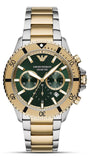 Buy Shop Emporio Armani Sea Explorer Chronograph Green Dial Two Tone Steel Strap Watch for Men - AR11586 USA Online