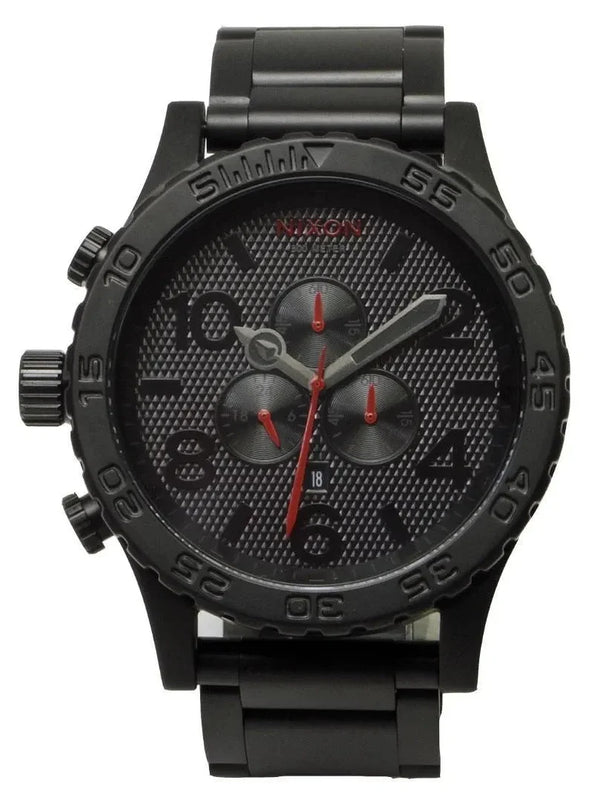 Nixon 51-30 Chronograph Black Dial Black Steel Strap Watch for Men - A083-2298