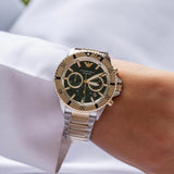 Buy Shop Emporio Armani Sea Explorer Chronograph Green Dial Two Tone Steel Strap Watch for Men - AR11586 USA Online