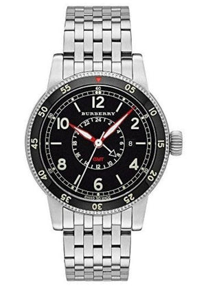 Buy Shop Burberry Utilitarian GMT Black Dial Silver Steel Strap Watch for Men - BU7866 USA Online
