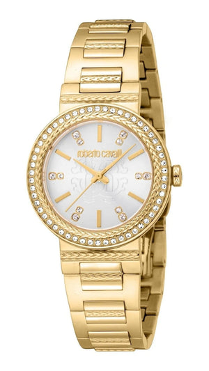 Buy Shop Just Cavalli Donna Glam Silver Dial Gold Steel Strap Watch for Women - RC5L098M0025 USA Online