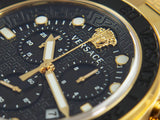 Buy Shop Versace Greca Dome Chronograph Black Dial Gold Steel Strap Watch for Men - VE6K00523 USA Online