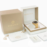 Buy Shop Versace Greca Dome Chronograph Black Dial Gold Steel Strap Watch for Men - VE6K00523 USA Online