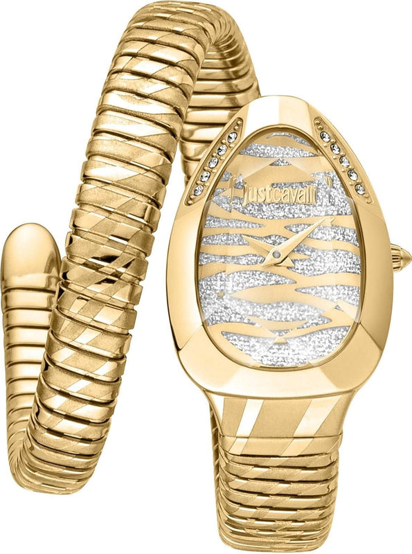 Buy Shop Just Cavalli Glam Evo 8 Silver Dial Gold Steel Strap Watch for Women - JC1L225M0035 USA Online