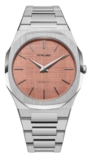 Buy Shop D1 Milano Ultra Thin Salmon Pink Dial Silver Steel Strap Watch for Men - D1-UTBJ26 USA Online