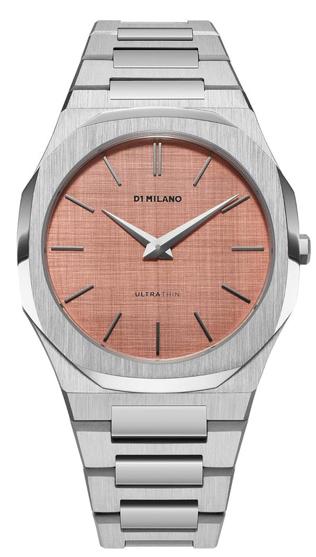 Buy Shop D1 Milano Ultra Thin Salmon Pink Dial Silver Steel Strap Watch for Men - D1-UTBJ26 USA Online