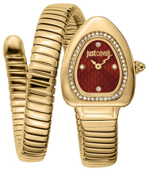 Buy Shop Just Cavalli Lady Snake Red Dial Gold Steel Strap Watch for Women - JC1L249M0025 USA Online