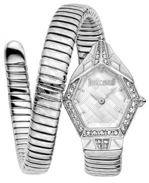 Buy Shop Just Cavalli Ornato Snake Silver Dial Silver Steel Strap Watch for Women - JC1L303M0015 USA Online
