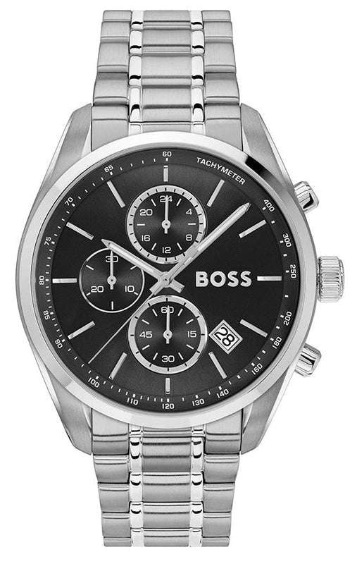 Buy Shop Hugo Boss Grand Prix Chronograph Black Dial Silver Steel Strap Watch for Men - 1514251 USA Online