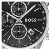Buy Shop Hugo Boss Grand Prix Chronograph Black Dial Silver Steel Strap Watch for Men - 1514251 USA Online
