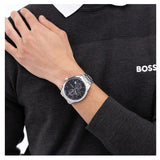 Buy Shop Hugo Boss Grand Prix Chronograph Black Dial Silver Steel Strap Watch for Men - 1514251 USA Online