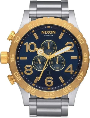 Nixon 51-30 Chronograph Blue Dial Silver Steel Strap Watch for Men - A083-1922