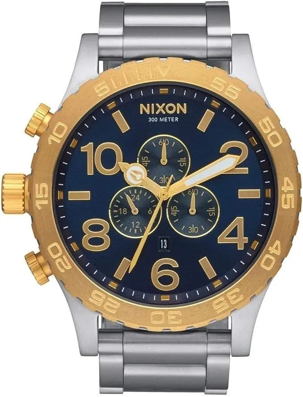 Nixon 51-30 Chronograph Blue Dial Silver Steel Strap Watch for Men - A083-1922