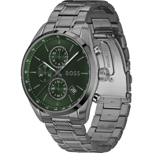Buy Shop Hugo Boss Grand Prix Chronograph Green Dial Gunmetal Grey Steel Strap Watch for Men - 1514228 USA Online