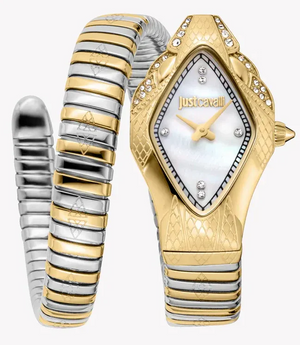 Buy Shop Just Cavalli Ferocious Mother of Pearl White Dial Two Tone Steel Strap Watch for Women - JC1L306M0065 USA Online