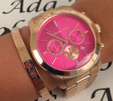 Buy Shop Michael Kors Runway Pink Dial Rose Gold Steel Strap Watch for Women - MK5931 USA Online